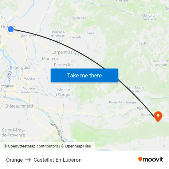 Orange to Castellet-En-Luberon map