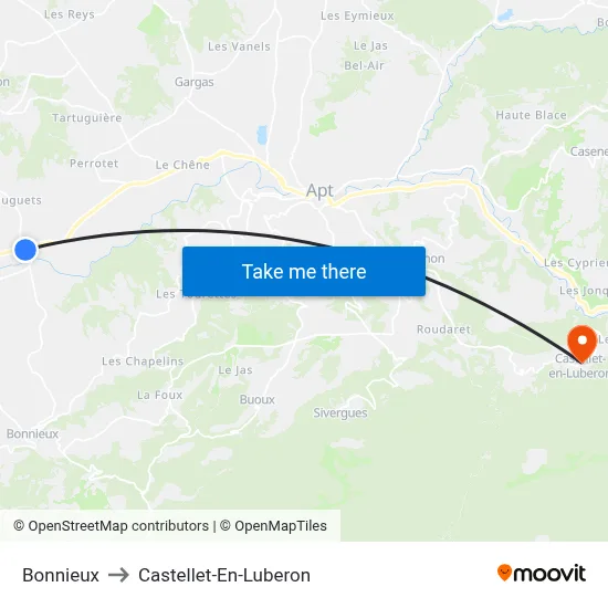 Bonnieux to Castellet-En-Luberon map
