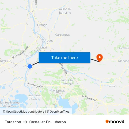 Tarascon to Castellet-En-Luberon map