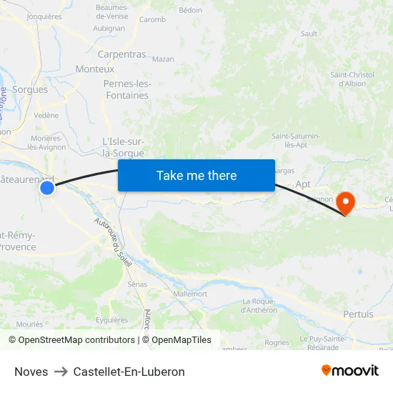 Noves to Castellet-En-Luberon map