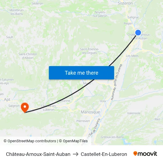 Château-Arnoux-Saint-Auban to Castellet-En-Luberon map