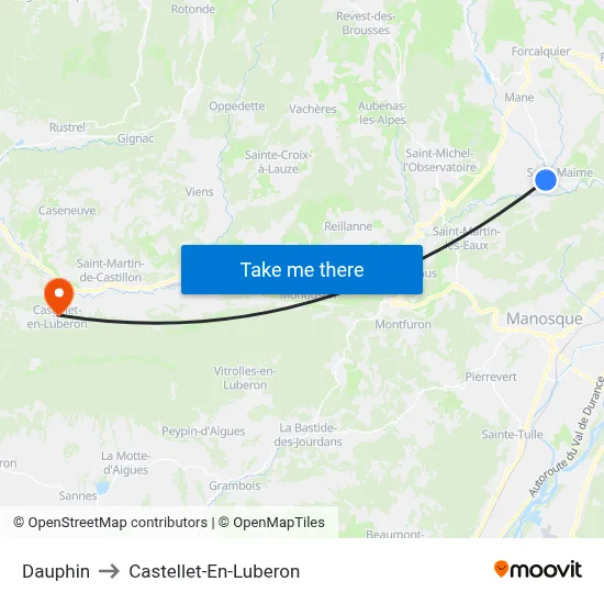 Dauphin to Castellet-En-Luberon map