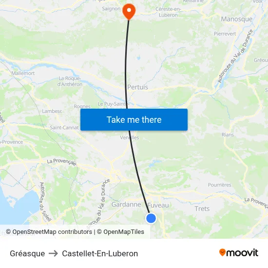 Gréasque to Castellet-En-Luberon map