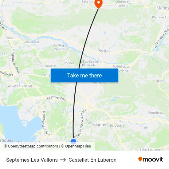 Septèmes-Les-Vallons to Castellet-En-Luberon map