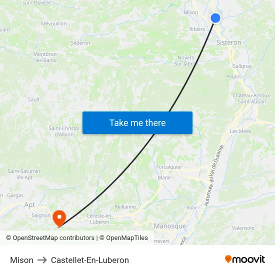 Mison to Castellet-En-Luberon map