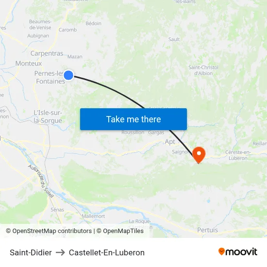 Saint-Didier to Castellet-En-Luberon map