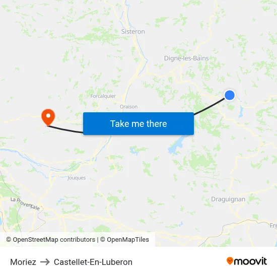 Moriez to Castellet-En-Luberon map