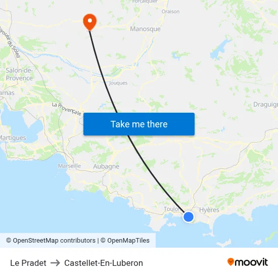 Le Pradet to Castellet-En-Luberon map