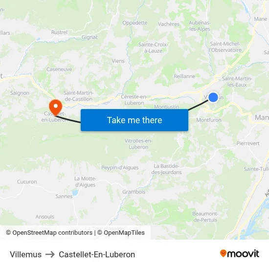 Villemus to Castellet-En-Luberon map