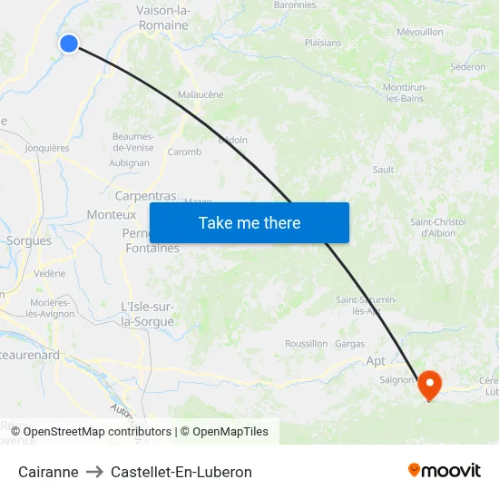 Cairanne to Castellet-En-Luberon map