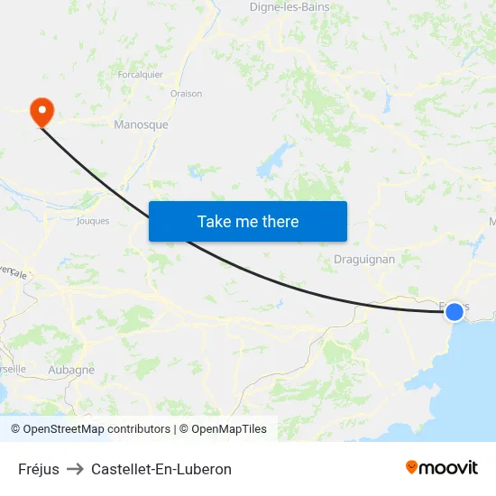 Fréjus to Castellet-En-Luberon map