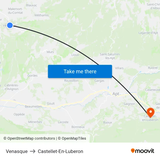 Venasque to Castellet-En-Luberon map