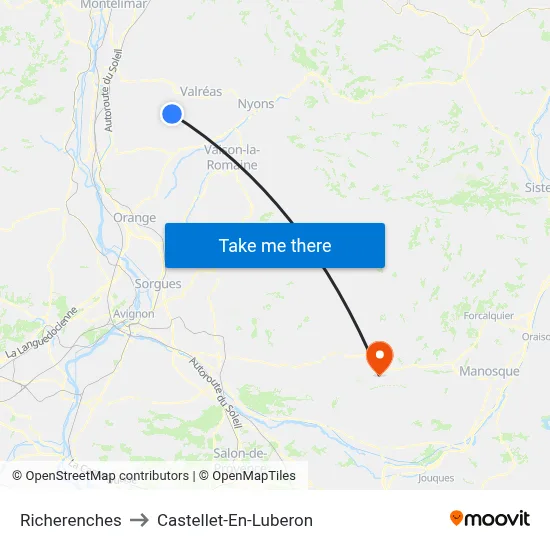 Richerenches to Castellet-En-Luberon map