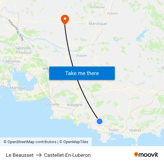 Le Beausset to Castellet-En-Luberon map