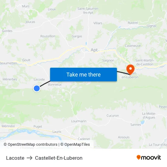 Lacoste to Castellet-En-Luberon map