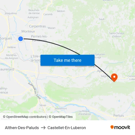 Althen-Des-Paluds to Castellet-En-Luberon map