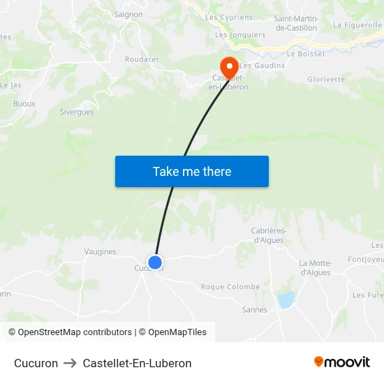 Cucuron to Castellet-En-Luberon map