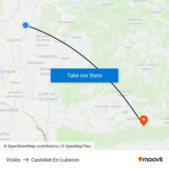 Violès to Castellet-En-Luberon map
