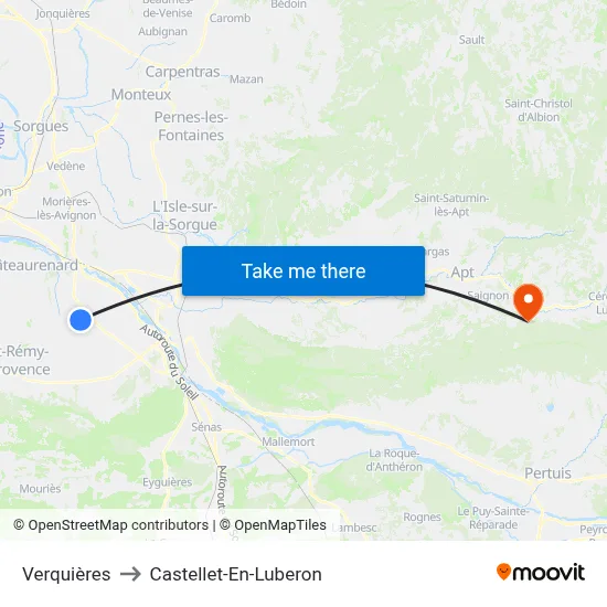 Verquières to Castellet-En-Luberon map