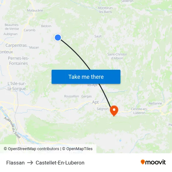Flassan to Castellet-En-Luberon map