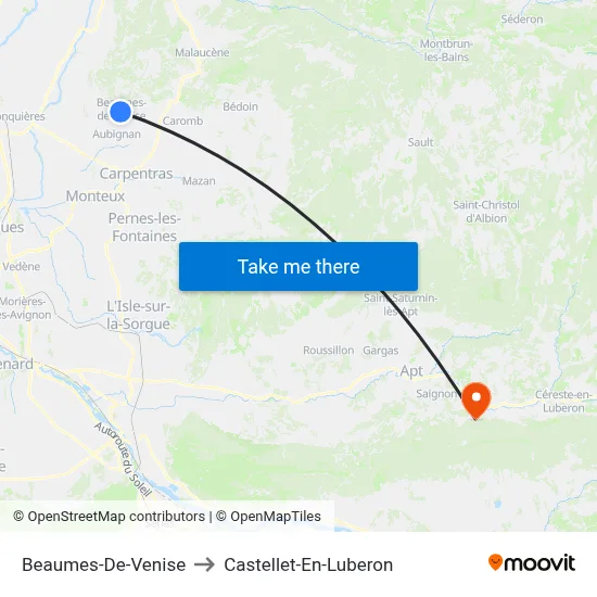 Beaumes-De-Venise to Castellet-En-Luberon map