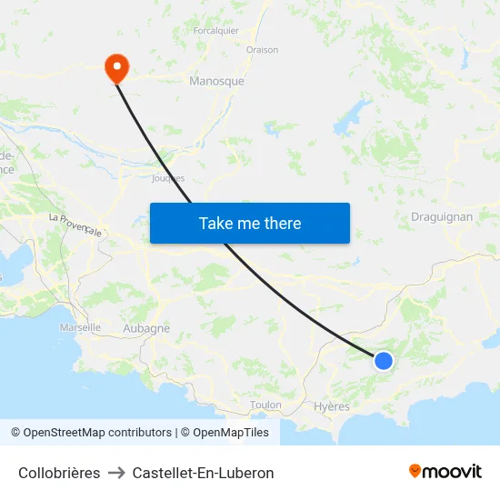 Collobrières to Castellet-En-Luberon map