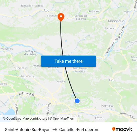 Saint-Antonin-Sur-Bayon to Castellet-En-Luberon map