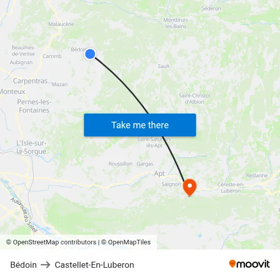 Bédoin to Castellet-En-Luberon map