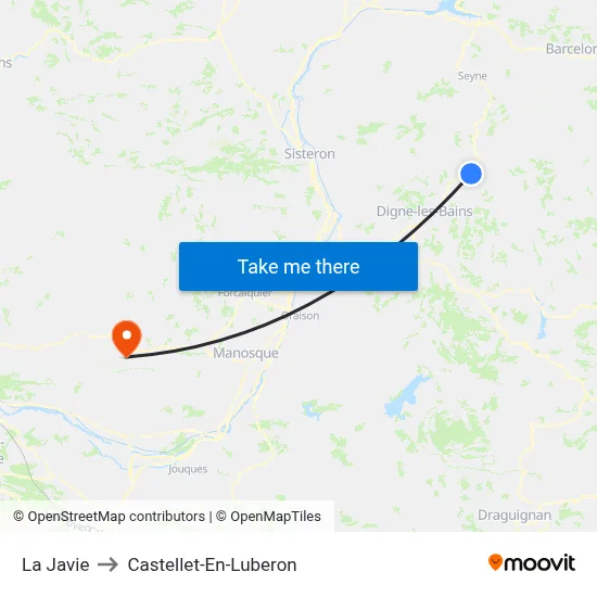 La Javie to Castellet-En-Luberon map