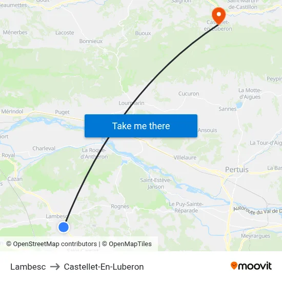 Lambesc to Castellet-En-Luberon map