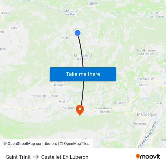 Saint-Trinit to Castellet-En-Luberon map