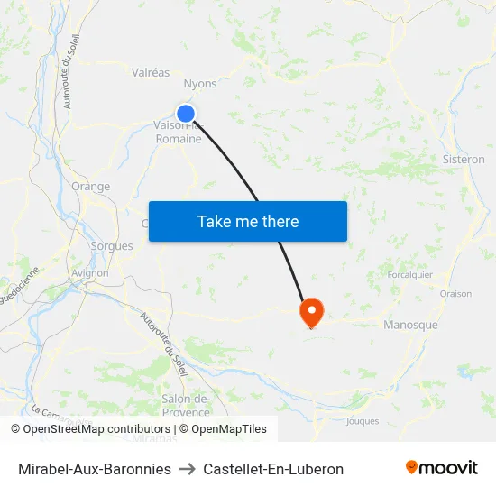 Mirabel-Aux-Baronnies to Castellet-En-Luberon map