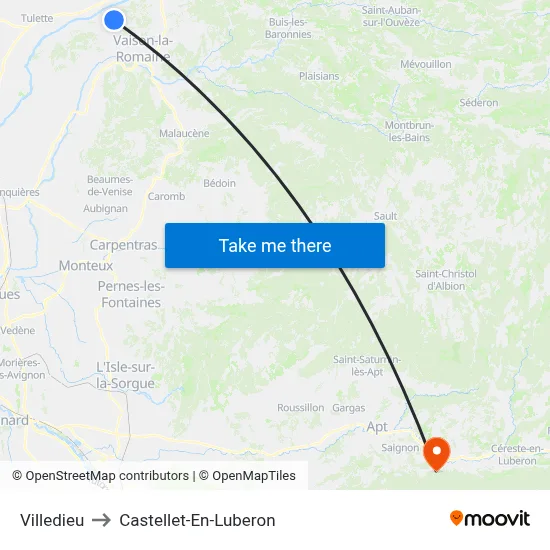 Villedieu to Castellet-En-Luberon map