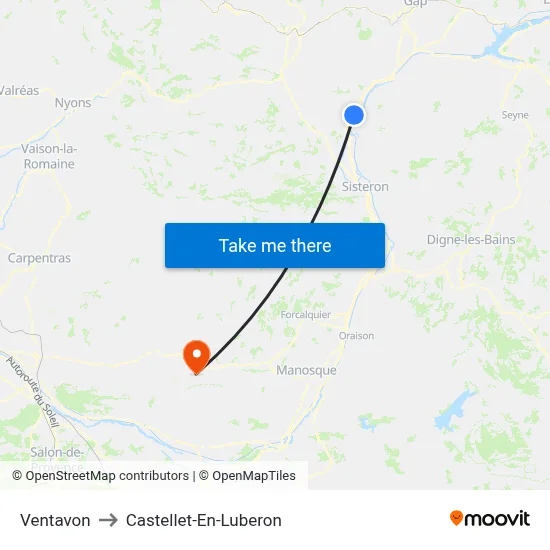 Ventavon to Castellet-En-Luberon map
