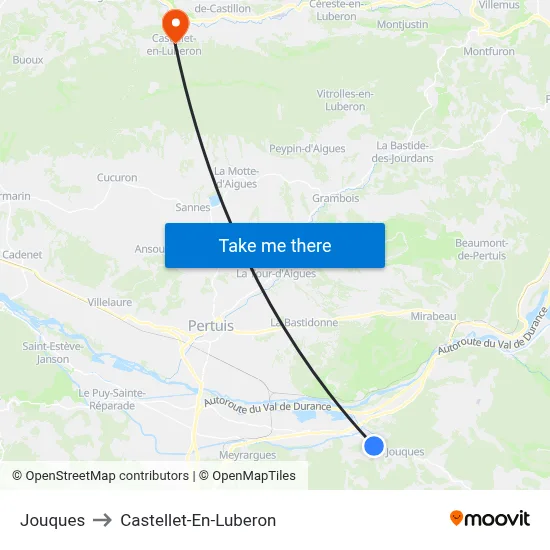 Jouques to Castellet-En-Luberon map