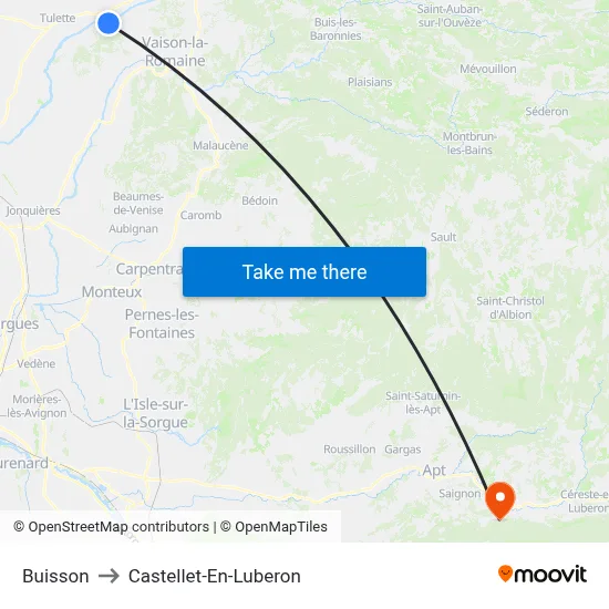 Buisson to Castellet-En-Luberon map