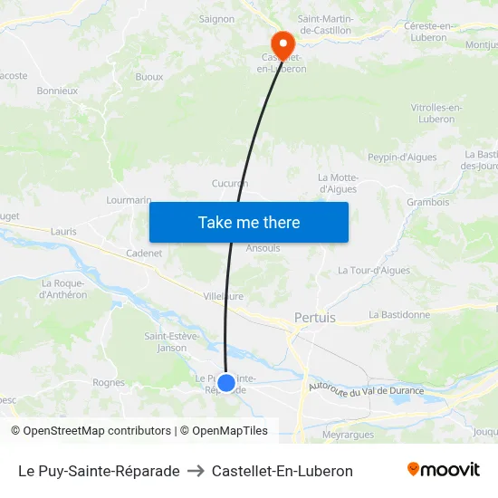 Le Puy-Sainte-Réparade to Castellet-En-Luberon map