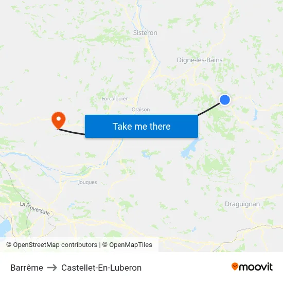 Barrême to Castellet-En-Luberon map