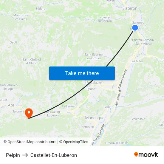 Peipin to Castellet-En-Luberon map