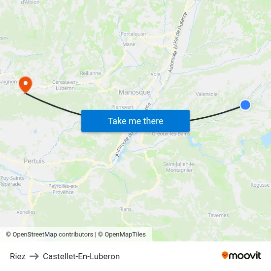 Riez to Castellet-En-Luberon map
