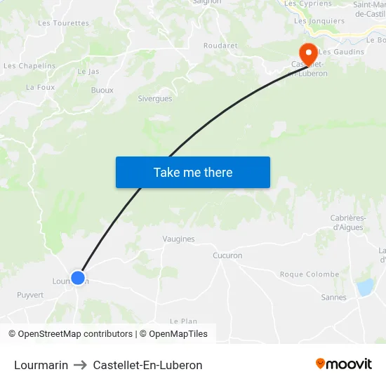 Lourmarin to Castellet-En-Luberon map