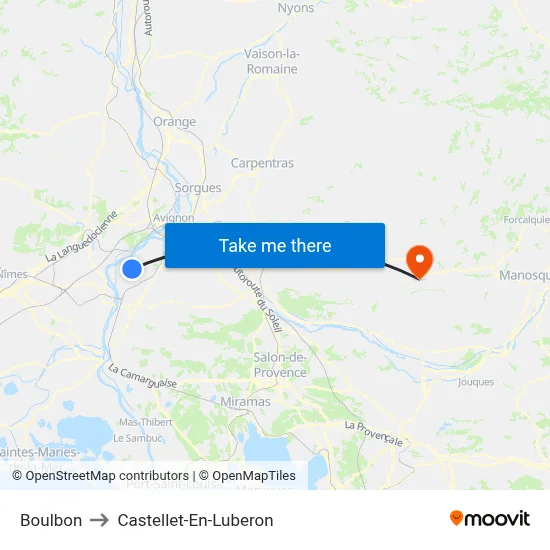 Boulbon to Castellet-En-Luberon map