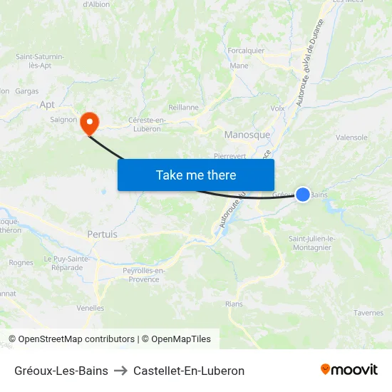 Gréoux-Les-Bains to Castellet-En-Luberon map