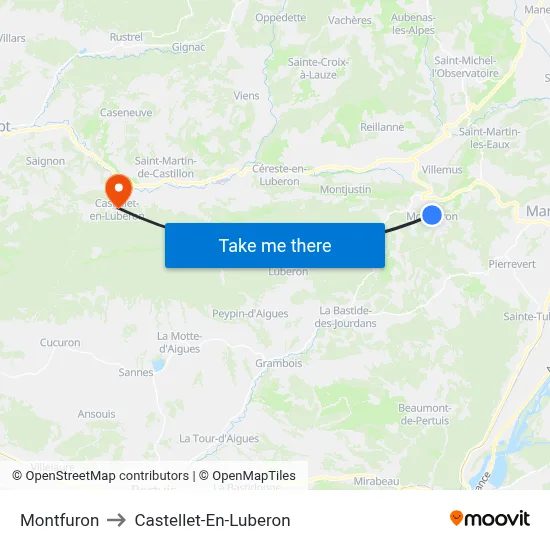 Montfuron to Castellet-En-Luberon map