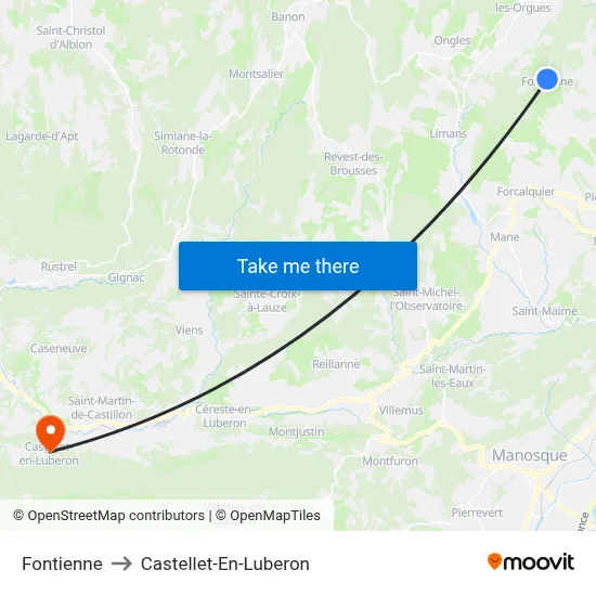 Fontienne to Castellet-En-Luberon map