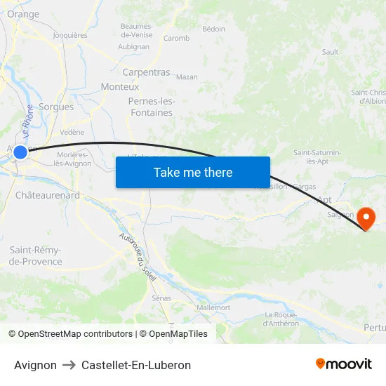 Avignon to Castellet-En-Luberon map