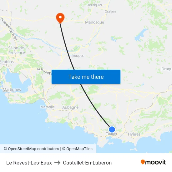 Le Revest-Les-Eaux to Castellet-En-Luberon map