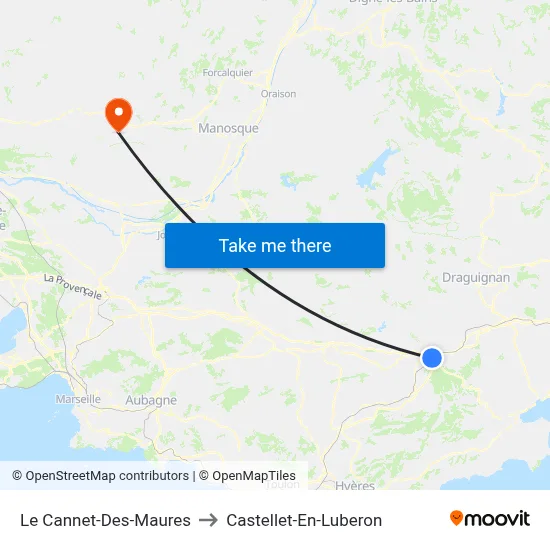 Le Cannet-Des-Maures to Castellet-En-Luberon map