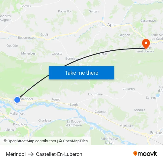 Mérindol to Castellet-En-Luberon map