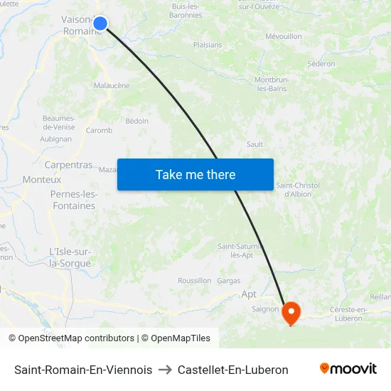 Saint-Romain-En-Viennois to Castellet-En-Luberon map